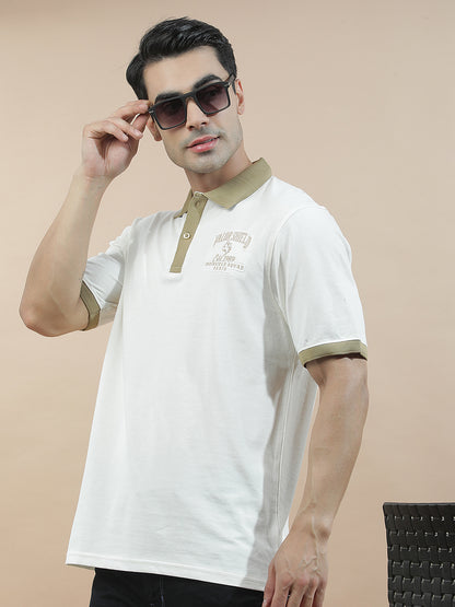 T-Shirt for Men | Breathable & Soft with Color Fastness Regular Fit Polo Neck Poly Cotton Fabric Printed Pattern