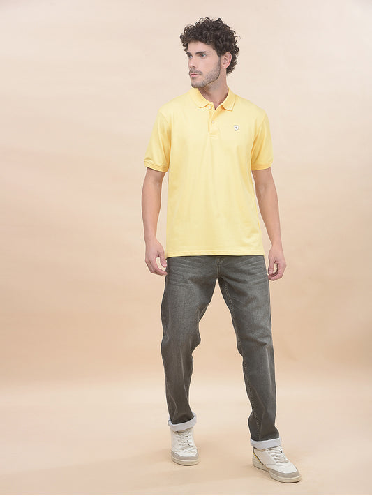T-Shirt for Men | Breathable & Soft with Color Fastness Regular Fit Polo Neck Poly Cotton Fabric Solid Pattern