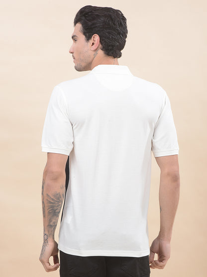 T-Shirt for Men | Breathable & Soft with Color Fastness Regular Fit Polo Neck Poly Cotton Fabric Colourblocked Pattern