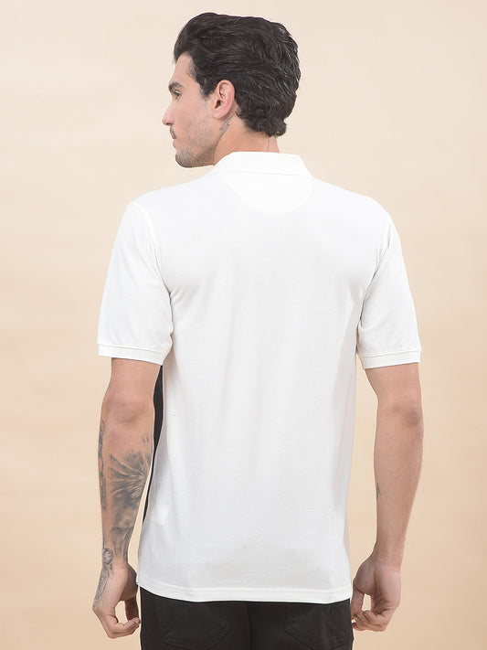 T-Shirt for Men | Breathable & Soft with Color Fastness Regular Fit Polo Neck Poly Cotton Fabric Colourblocked Pattern