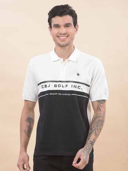 T-Shirt for Men | Breathable & Soft with Color Fastness Regular Fit Polo Neck Poly Cotton Fabric Colourblocked Pattern