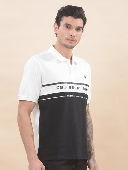 T-Shirt for Men | Breathable & Soft with Color Fastness Regular Fit Polo Neck Poly Cotton Fabric Colourblocked Pattern