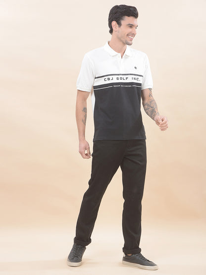 T-Shirt for Men | Breathable & Soft with Color Fastness Regular Fit Polo Neck Poly Cotton Fabric Colourblocked Pattern