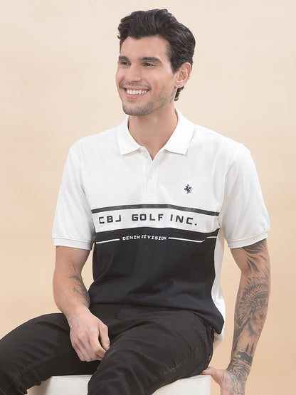T-Shirt for Men | Breathable & Soft with Color Fastness Regular Fit Polo Neck Poly Cotton Fabric Colourblocked Pattern