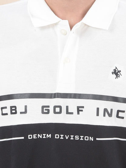 T-Shirt for Men | Breathable & Soft with Color Fastness Regular Fit Polo Neck Poly Cotton Fabric Colourblocked Pattern
