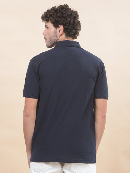 T-Shirt for Men | Breathable & Soft with Color Fastness Regular Fit Polo Neck Poly Cotton Fabric Striped Pattern