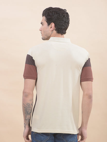 T-Shirt for Men | Breathable & Soft with Color Fastness Regular Fit Polo Neck Poly Cotton Fabric Striped Pattern