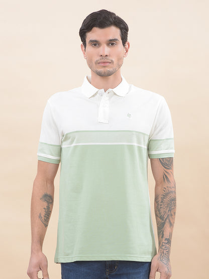 T-Shirt for Men | Breathable & Soft with Color Fastness Regular Fit Polo Neck Poly Cotton Fabric Striped Pattern