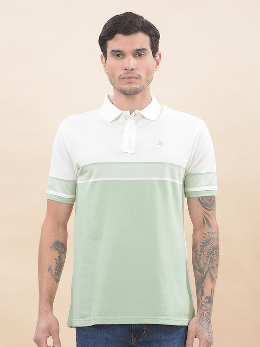T-Shirt for Men | Breathable & Soft with Color Fastness Regular Fit Polo Neck Poly Cotton Fabric Striped Pattern