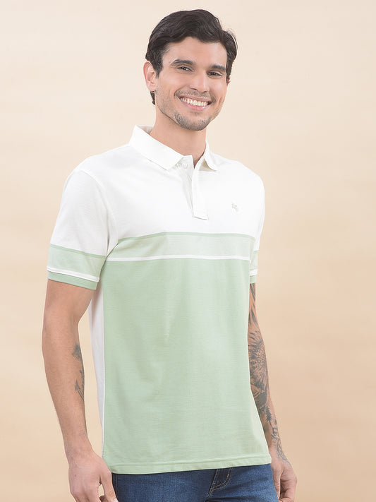 T-Shirt for Men | Breathable & Soft with Color Fastness Regular Fit Polo Neck Poly Cotton Fabric Striped Pattern