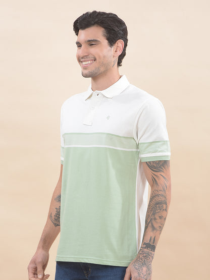T-Shirt for Men | Breathable & Soft with Color Fastness Regular Fit Polo Neck Poly Cotton Fabric Striped Pattern