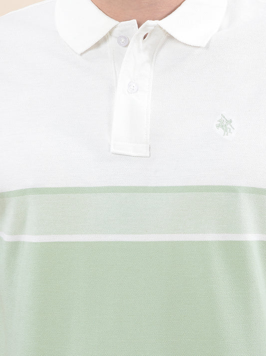 T-Shirt for Men | Breathable & Soft with Color Fastness Regular Fit Polo Neck Poly Cotton Fabric Striped Pattern