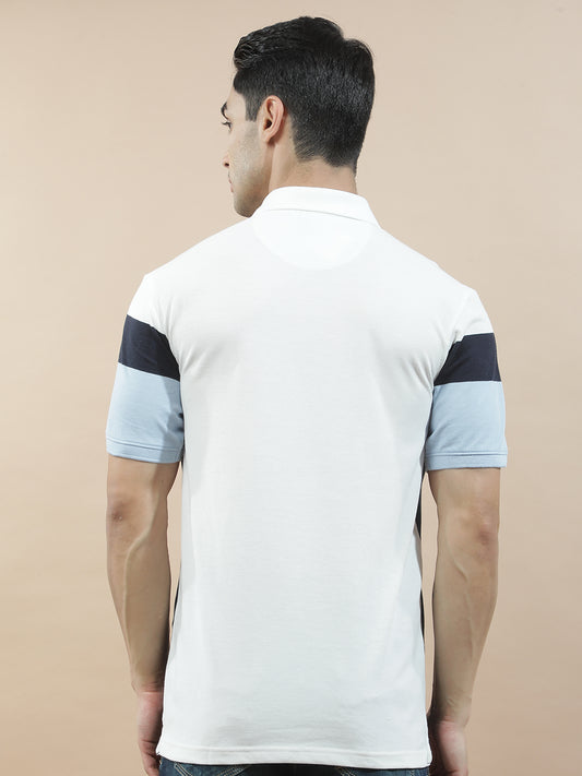 T-Shirt for Men | Breathable & Soft with Color Fastness Regular Fit Polo Neck Poly Cotton Fabric Striped Pattern