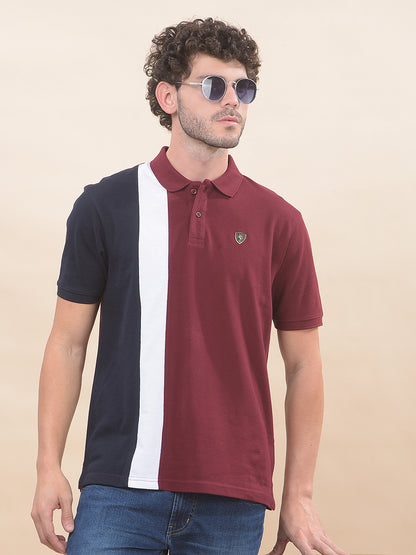 T-Shirt for Men | Breathable & Soft with Color Fastness Regular Fit Polo Neck Poly Cotton Fabric Striped Pattern
