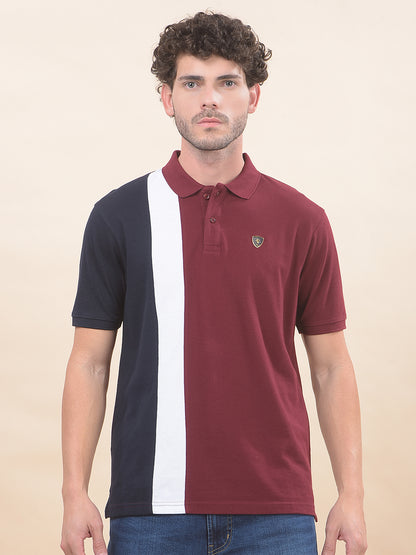 T-Shirt for Men | Breathable & Soft with Color Fastness Regular Fit Polo Neck Poly Cotton Fabric Striped Pattern