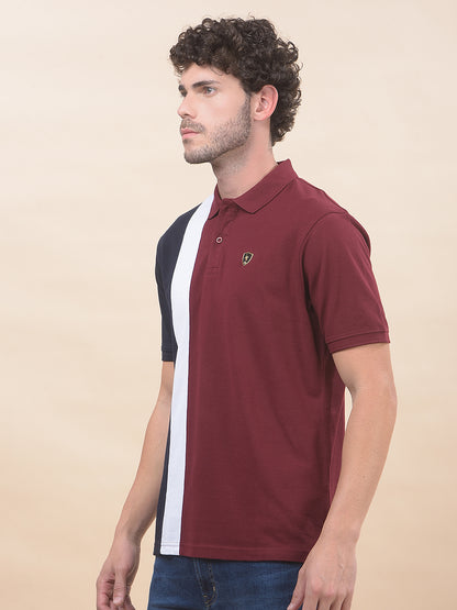 T-Shirt for Men | Breathable & Soft with Color Fastness Regular Fit Polo Neck Poly Cotton Fabric Striped Pattern