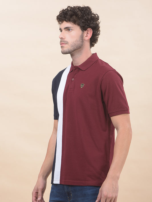 T-Shirt for Men | Breathable & Soft with Color Fastness Regular Fit Polo Neck Poly Cotton Fabric Striped Pattern
