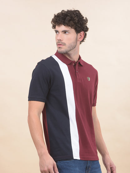 T-Shirt for Men | Breathable & Soft with Color Fastness Regular Fit Polo Neck Poly Cotton Fabric Striped Pattern