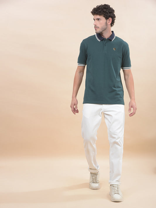 T-Shirt for Men | Breathable & Soft with Color Fastness Regular Fit Polo Neck Poly Cotton Fabric Solid Pattern