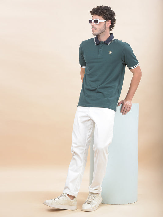 T-Shirt for Men | Breathable & Soft with Color Fastness Regular Fit Polo Neck Poly Cotton Fabric Solid Pattern
