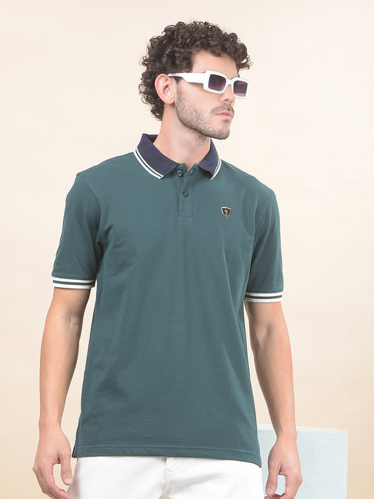 T-Shirt for Men | Breathable & Soft with Color Fastness Regular Fit Polo Neck Poly Cotton Fabric Solid Pattern