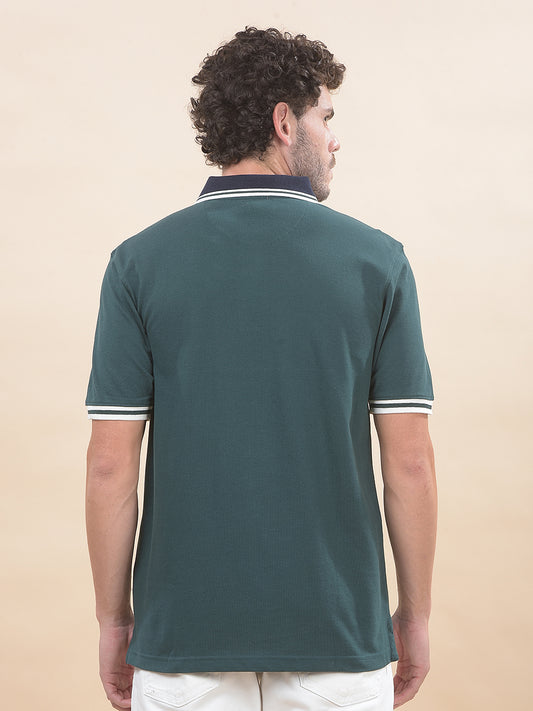 T-Shirt for Men | Breathable & Soft with Color Fastness Regular Fit Polo Neck Poly Cotton Fabric Solid Pattern