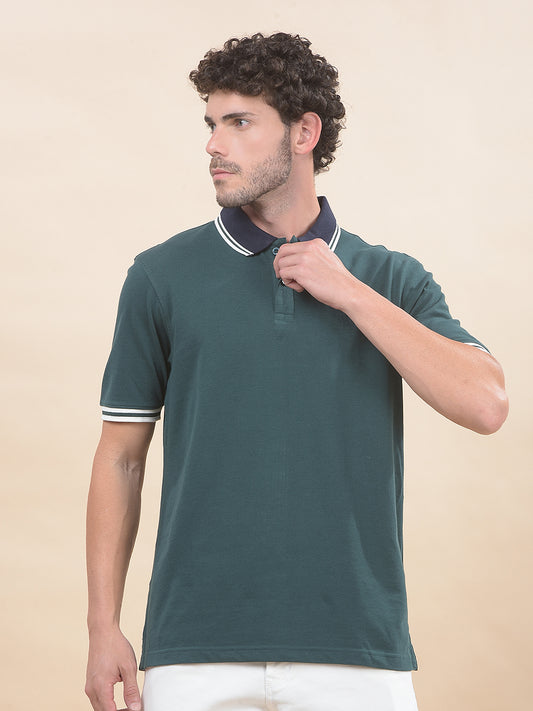 T-Shirt for Men | Breathable & Soft with Color Fastness Regular Fit Polo Neck Poly Cotton Fabric Solid Pattern