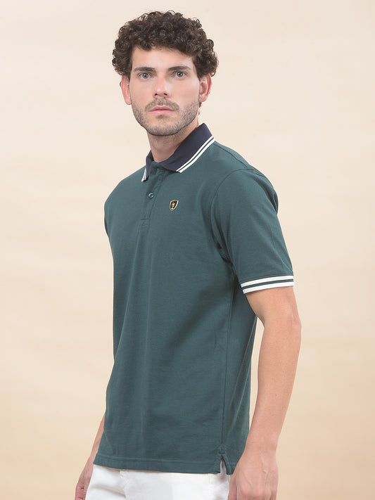 T-Shirt for Men | Breathable & Soft with Color Fastness Regular Fit Polo Neck Poly Cotton Fabric Solid Pattern