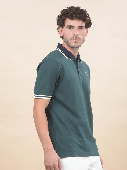 T-Shirt for Men | Breathable & Soft with Color Fastness Regular Fit Polo Neck Poly Cotton Fabric Solid Pattern