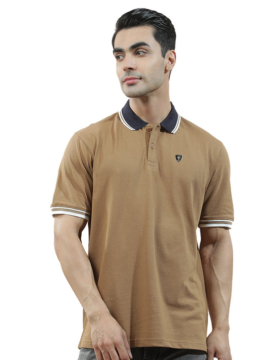 T-Shirt for Men | Breathable & Soft with Color Fastness Regular Fit Polo Neck Poly Cotton Fabric Solid Pattern