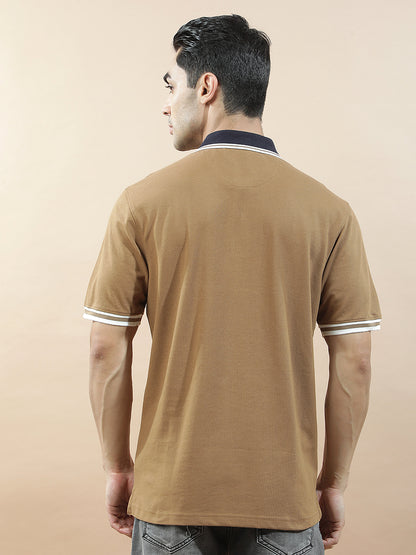 T-Shirt for Men | Breathable & Soft with Color Fastness Regular Fit Polo Neck Poly Cotton Fabric Solid Pattern