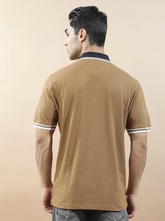 T-Shirt for Men | Breathable & Soft with Color Fastness Regular Fit Polo Neck Poly Cotton Fabric Solid Pattern