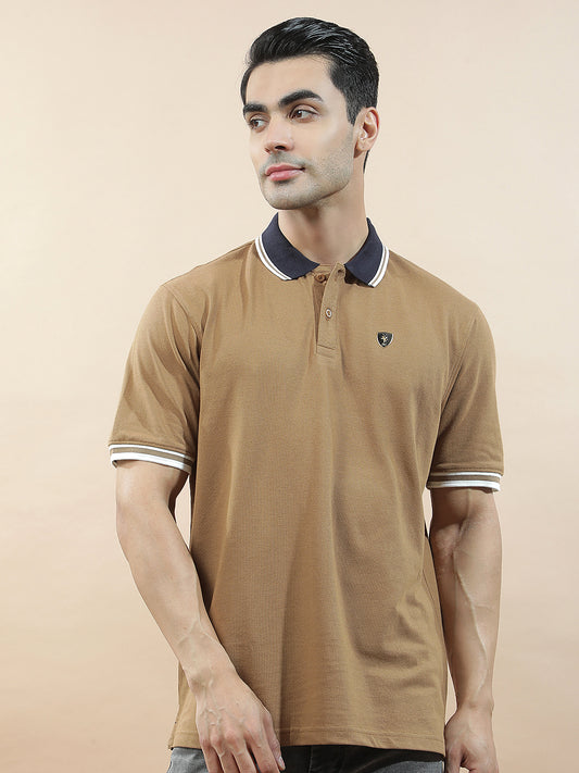 T-Shirt for Men | Breathable & Soft with Color Fastness Regular Fit Polo Neck Poly Cotton Fabric Solid Pattern