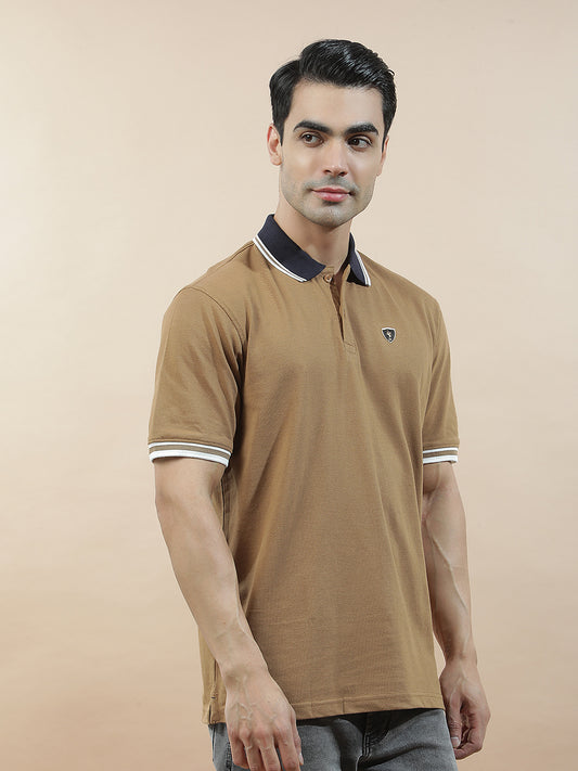 T-Shirt for Men | Breathable & Soft with Color Fastness Regular Fit Polo Neck Poly Cotton Fabric Solid Pattern