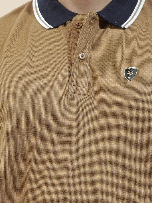 T-Shirt for Men | Breathable & Soft with Color Fastness Regular Fit Polo Neck Poly Cotton Fabric Solid Pattern