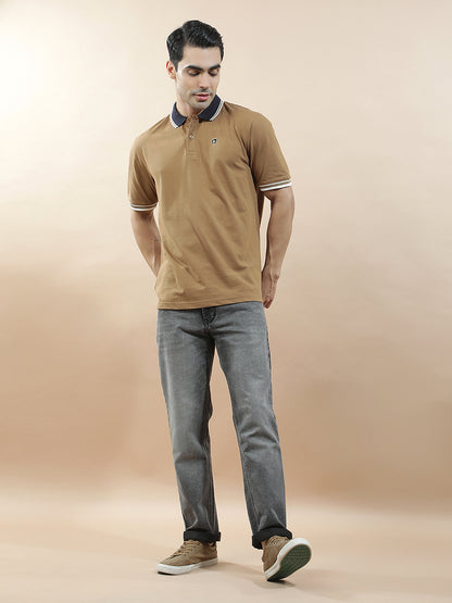 T-Shirt for Men | Breathable & Soft with Color Fastness Regular Fit Polo Neck Poly Cotton Fabric Solid Pattern