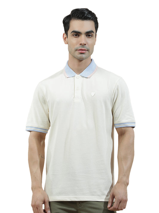 T-Shirt for Men | Breathable & Soft with Color Fastness Regular Fit Polo Neck Poly Cotton Fabric Solid Pattern