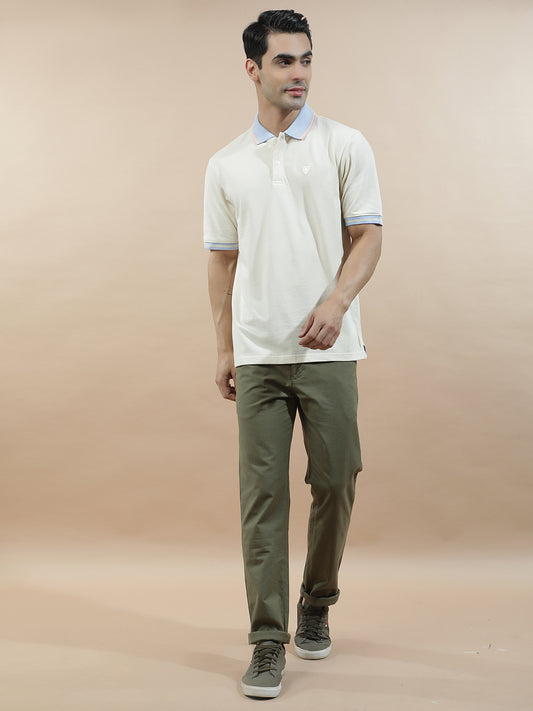 T-Shirt for Men | Breathable & Soft with Color Fastness Regular Fit Polo Neck Poly Cotton Fabric Solid Pattern