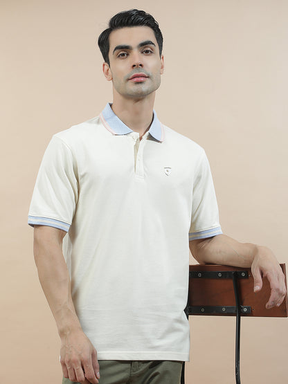 T-Shirt for Men | Breathable & Soft with Color Fastness Regular Fit Polo Neck Poly Cotton Fabric Solid Pattern