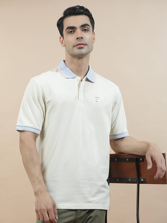 T-Shirt for Men | Breathable & Soft with Color Fastness Regular Fit Polo Neck Poly Cotton Fabric Solid Pattern