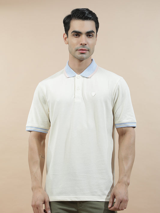 T-Shirt for Men | Breathable & Soft with Color Fastness Regular Fit Polo Neck Poly Cotton Fabric Solid Pattern