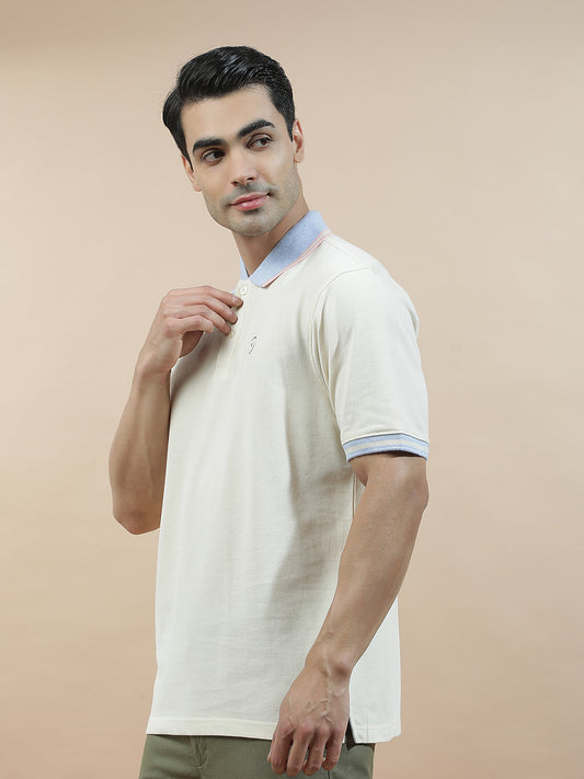 T-Shirt for Men | Breathable & Soft with Color Fastness Regular Fit Polo Neck Poly Cotton Fabric Solid Pattern