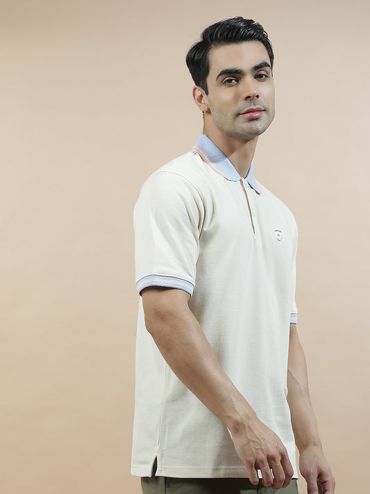 T-Shirt for Men | Breathable & Soft with Color Fastness Regular Fit Polo Neck Poly Cotton Fabric Solid Pattern