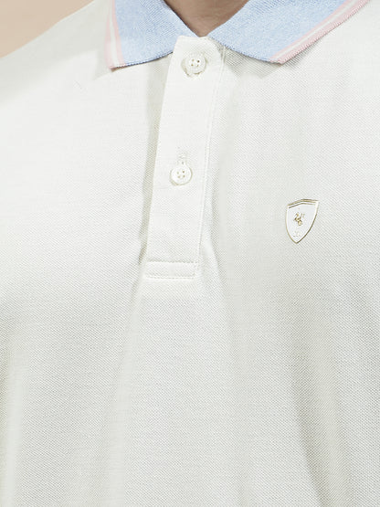 T-Shirt for Men | Breathable & Soft with Color Fastness Regular Fit Polo Neck Poly Cotton Fabric Solid Pattern