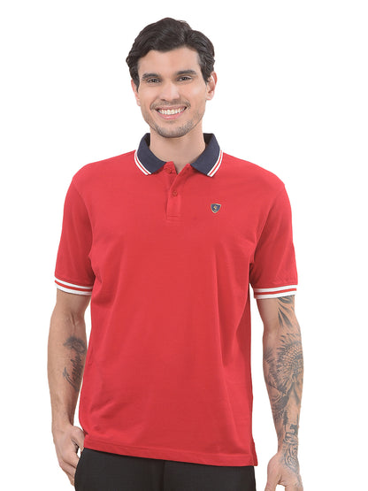 T-Shirt for Men | Breathable & Soft with Color Fastness Regular Fit Polo Neck Poly Cotton Fabric Solid Pattern