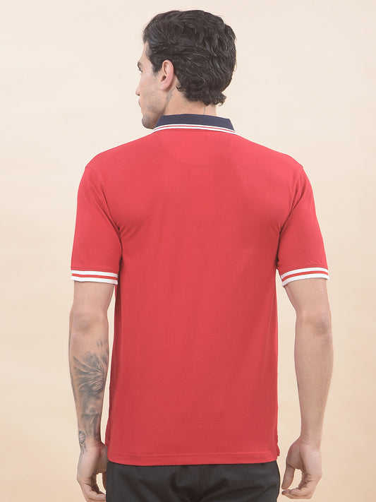 T-Shirt for Men | Breathable & Soft with Color Fastness Regular Fit Polo Neck Poly Cotton Fabric Solid Pattern