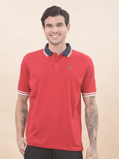 T-Shirt for Men | Breathable & Soft with Color Fastness Regular Fit Polo Neck Poly Cotton Fabric Solid Pattern