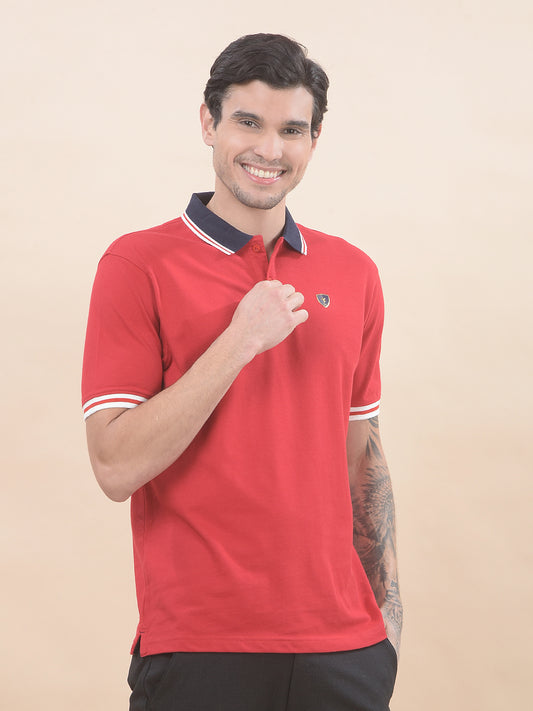 T-Shirt for Men | Breathable & Soft with Color Fastness Regular Fit Polo Neck Poly Cotton Fabric Solid Pattern