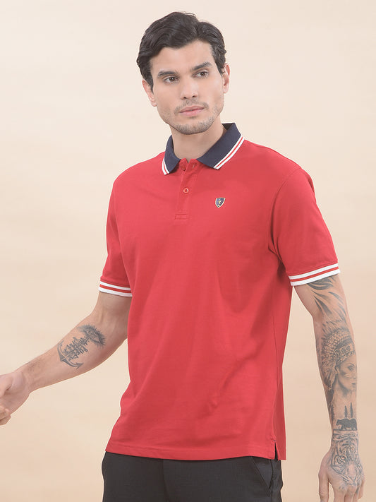 T-Shirt for Men | Breathable & Soft with Color Fastness Regular Fit Polo Neck Poly Cotton Fabric Solid Pattern