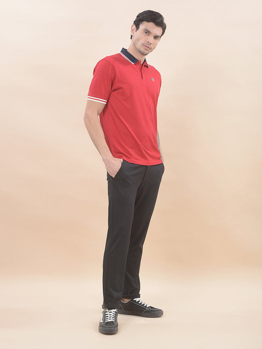 T-Shirt for Men | Breathable & Soft with Color Fastness Regular Fit Polo Neck Poly Cotton Fabric Solid Pattern